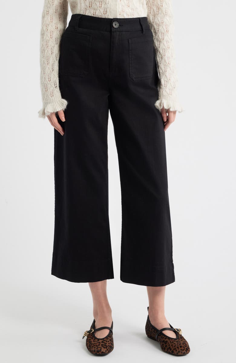 Treasure & Bond Patch Pocket Wide Leg Pants, Main, color, Black