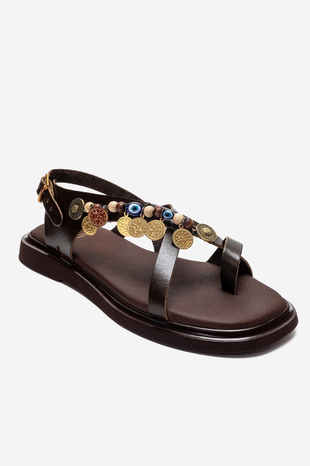 Hush Leather Beaded Sandal, Alternate, color, Brown