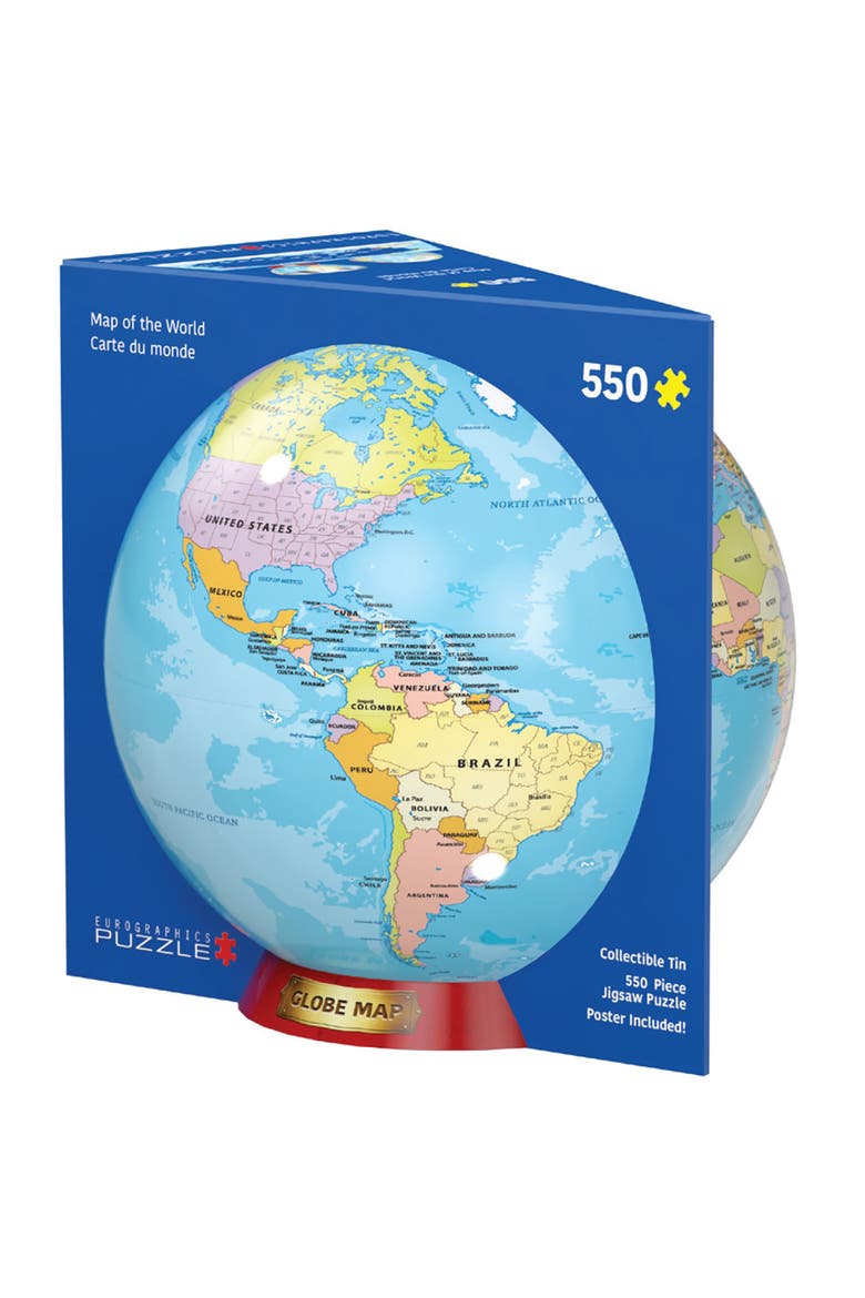 Puzzle Tin World Map 550 Piece Jigsaw, Main, color, Multicolored