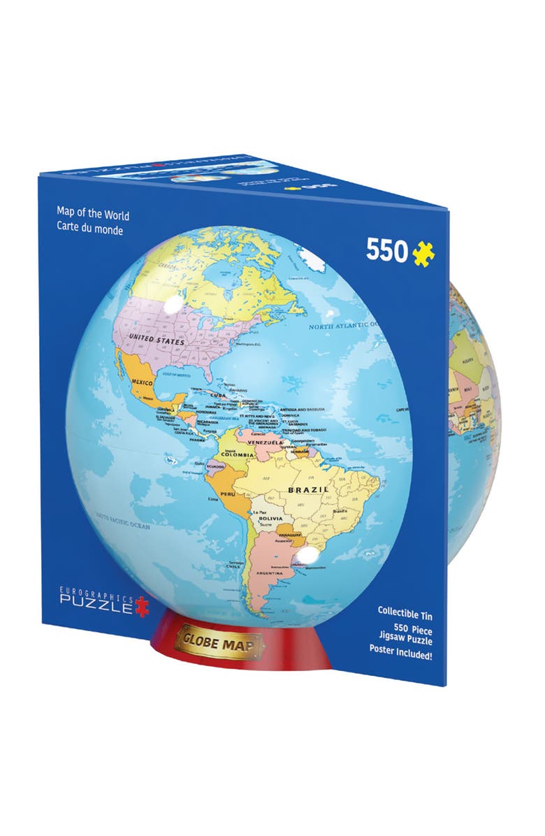Eurographics Puzzle Tin World Map 550 Piece Jigsaw, Main, color, Multicolored