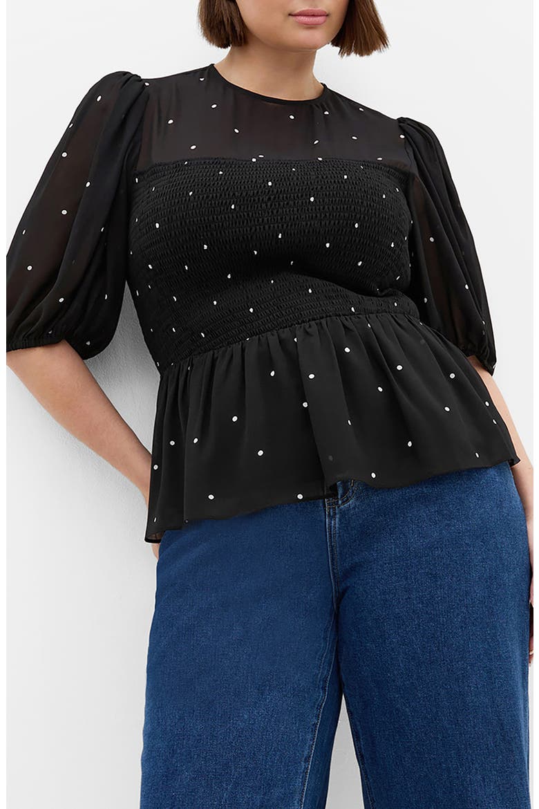 Esther Peplum Top, Main, color, IVORY SPOT