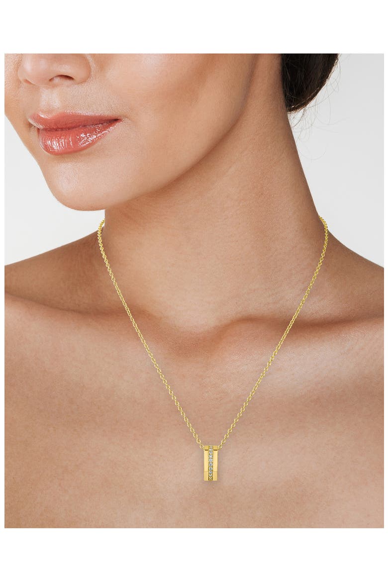 Pavé Cubic Zirconia Ring Pendant Necklace, Alternate, color, GOLD PLATED