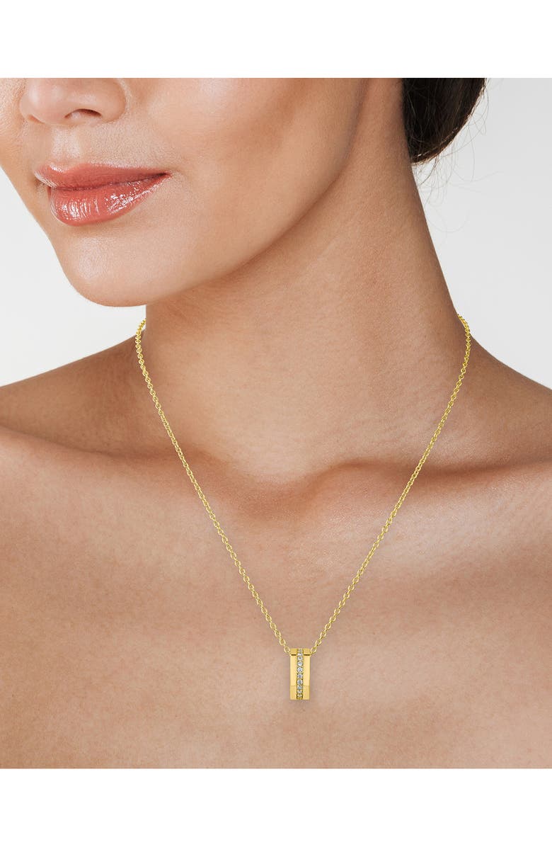CZ by Kenneth Jay Lane Pavé Cubic Zirconia Ring Pendant Necklace, Alternate, color, Gold Plated