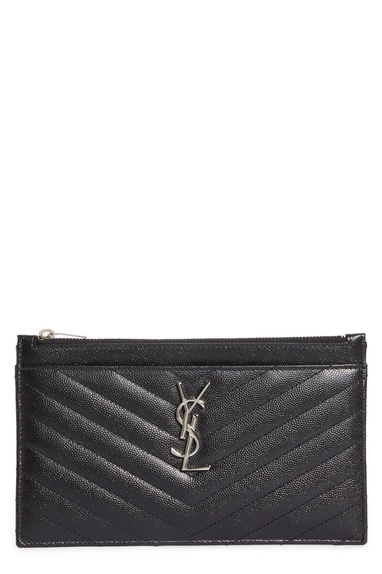 Monogram Matelassé Leather Pouch, Main, color, NERO
