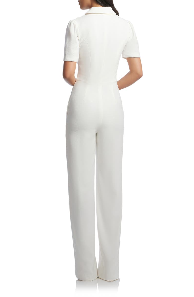 Dress the Population Gloria Front Zip Jumpsuit, Alternate, color, Off White