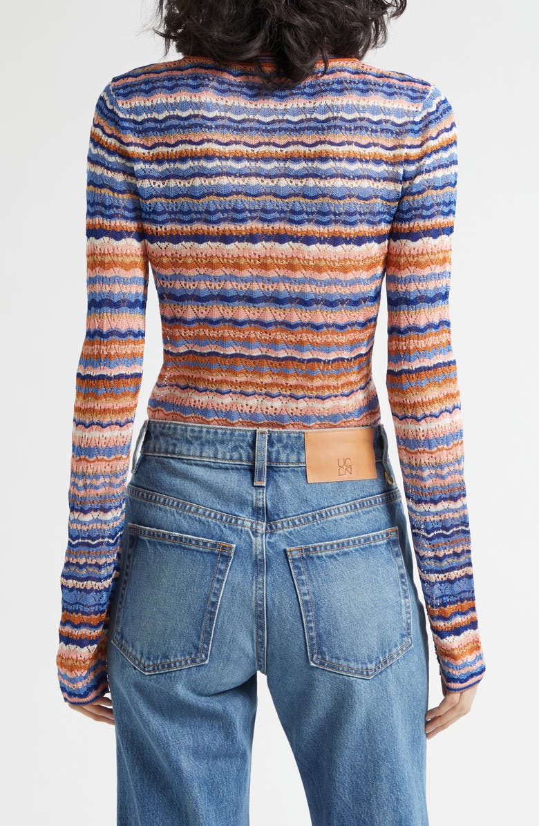 Ulla Johnson Lunaire Pointelle Stripe Knit Top, Alternate, color, Sunset