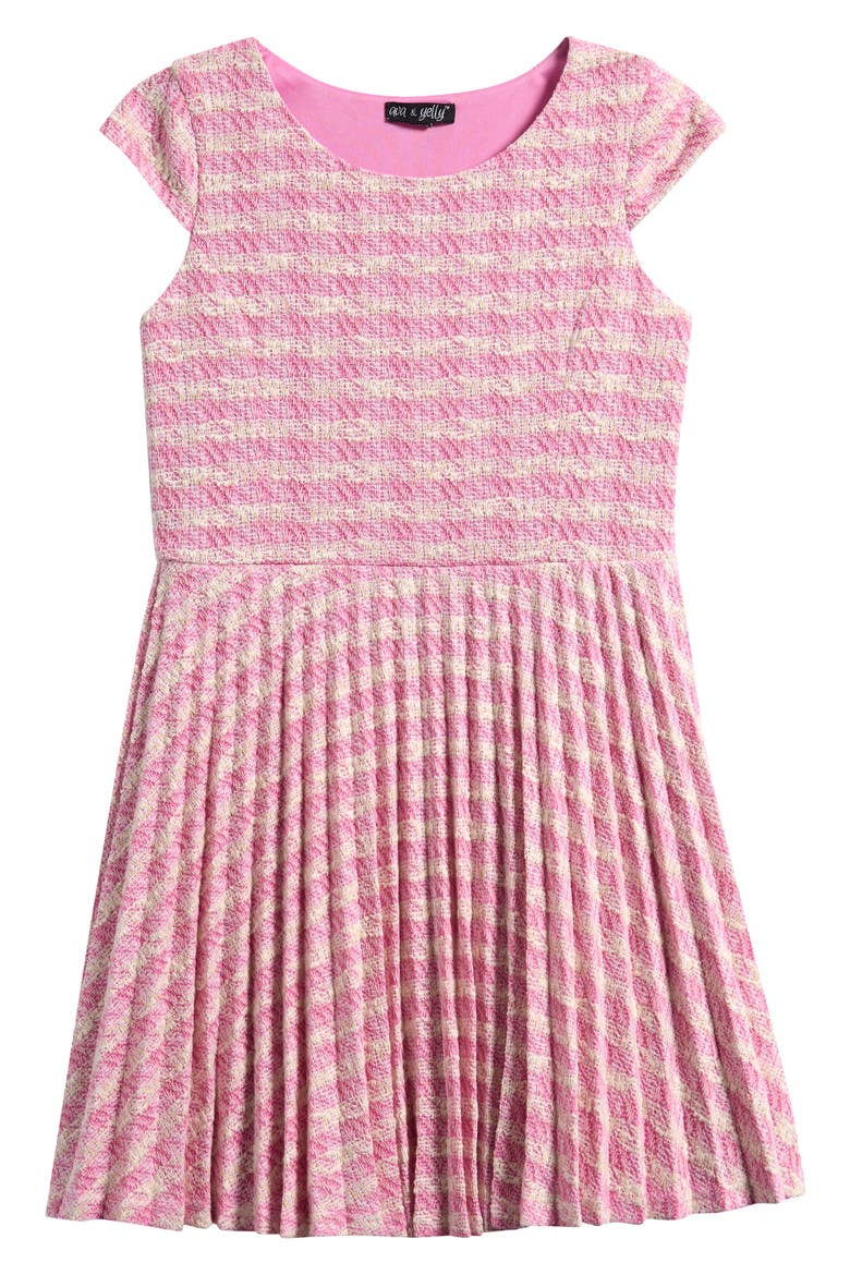 Kids' Pleated Skater Dress, Main, color, DARK PINK