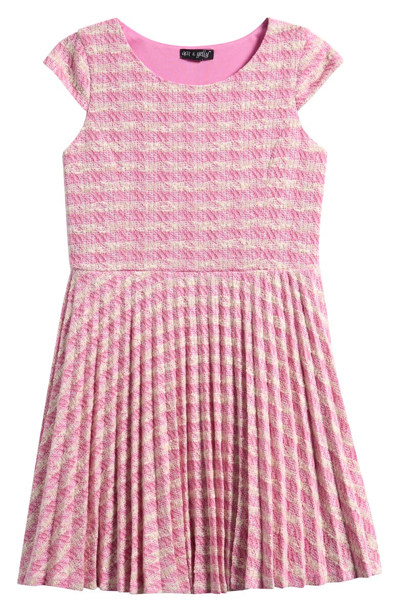 Ava & Yelly Kids' Pleated Skater Dress, Main, color, Dark Pink