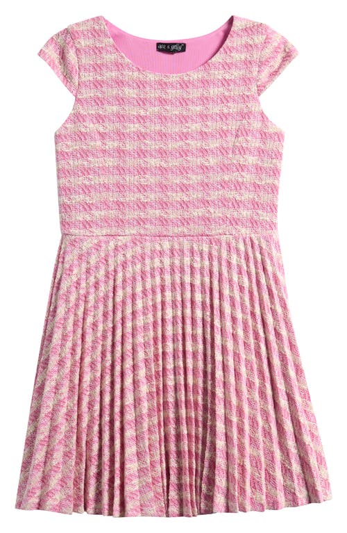 Ava & Yelly Kids' Pleated Skater Dress in Dark Pink 