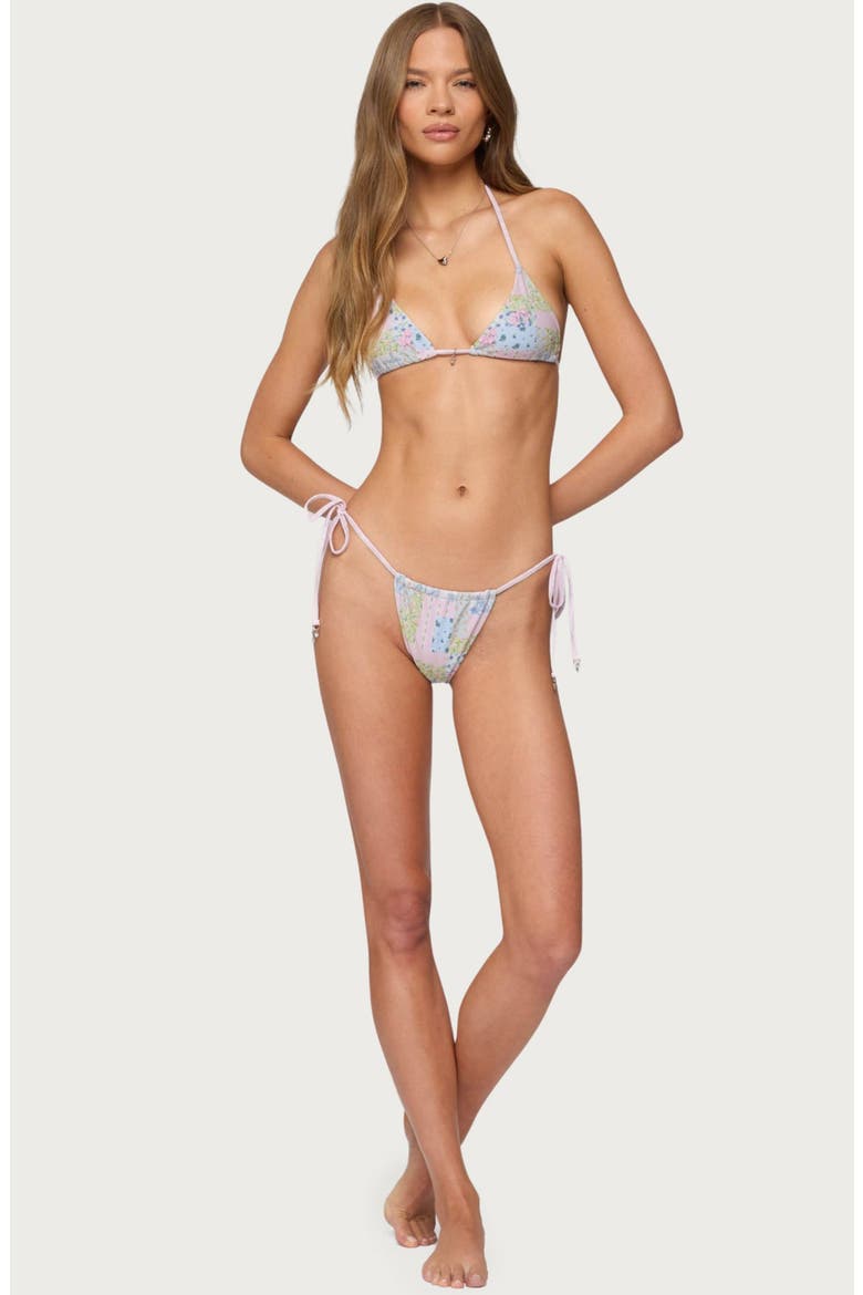 Patchwork Triangle Bikini Top, Alternate, color, MIX