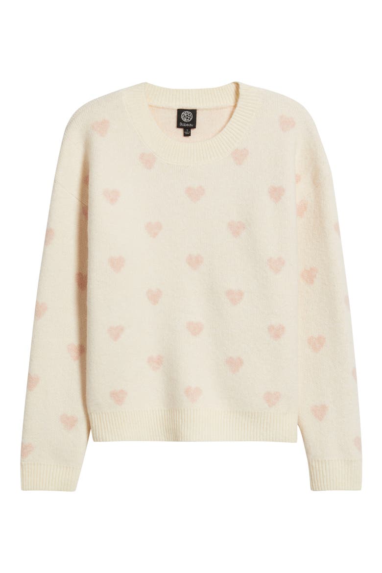 Hearts Jacquard Sweater, Alternate, color, IVORY/ PINK