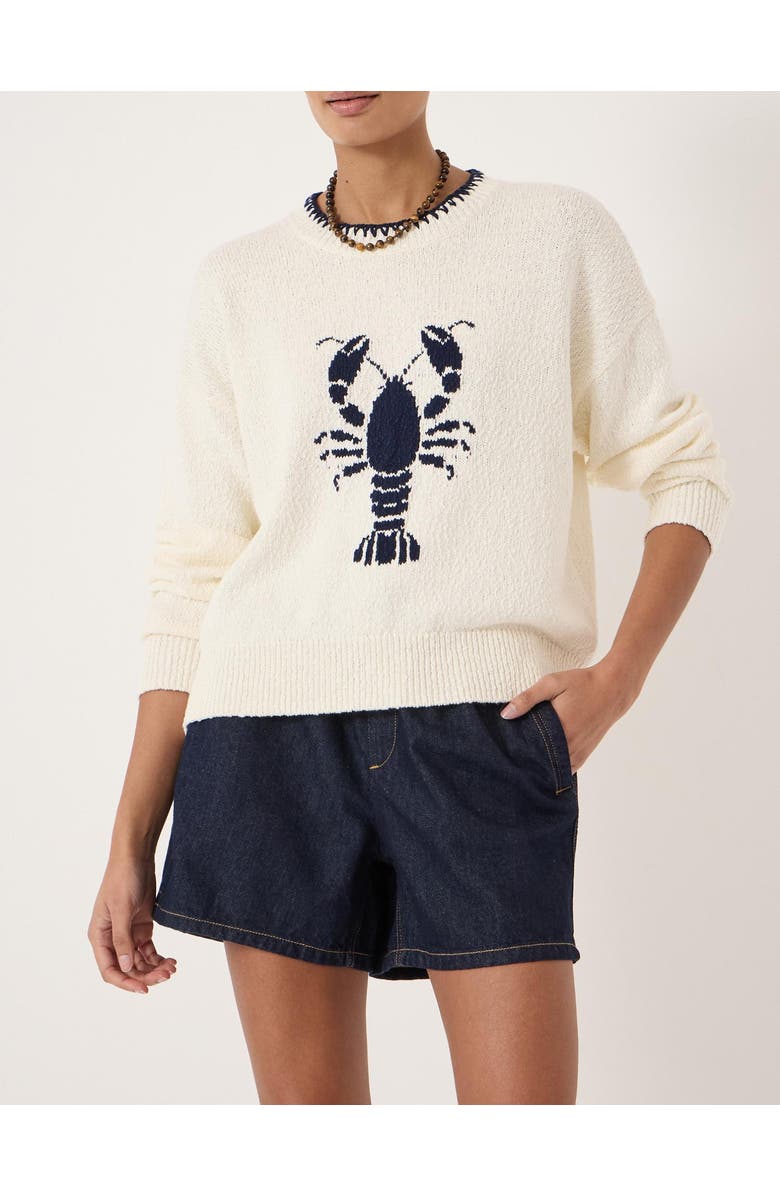 Hush Hallie Crew Neck Lobster Graphic Sweater, Alternate, color, Stone White