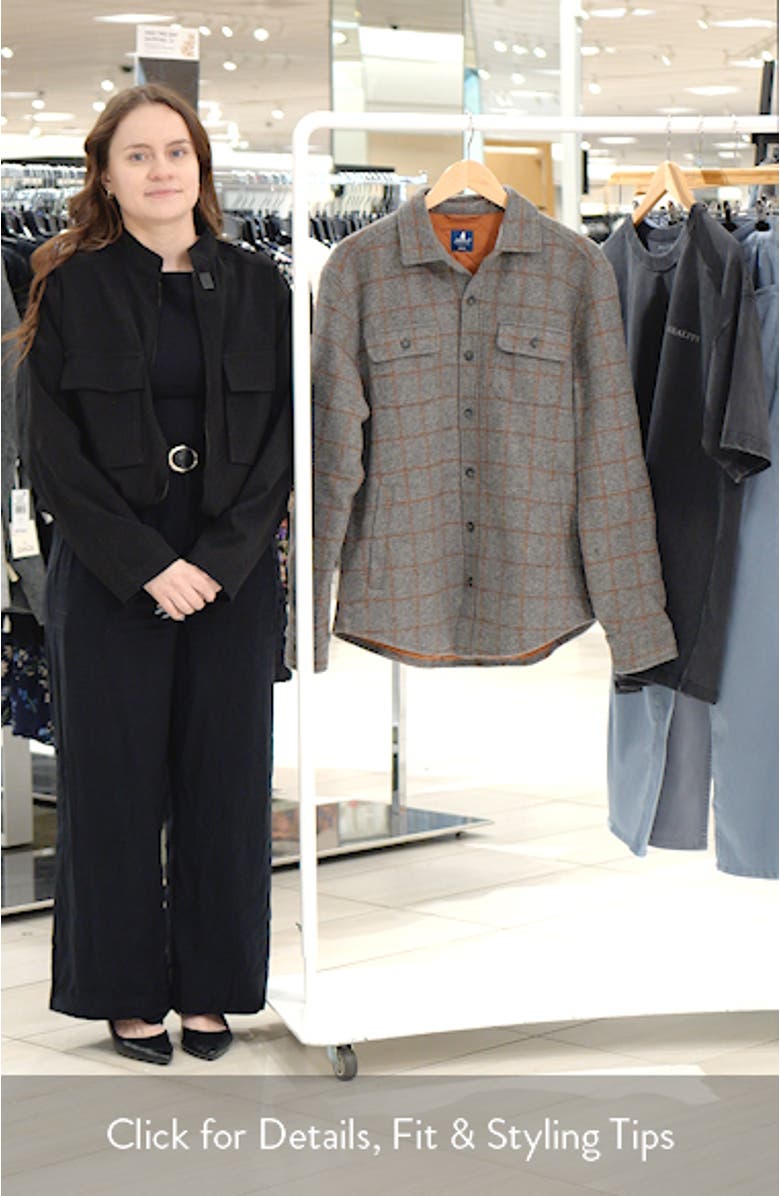 McDowell Insulated Windowpane Check Felted Button-Up Shirt Jacket, sales video thumbnail