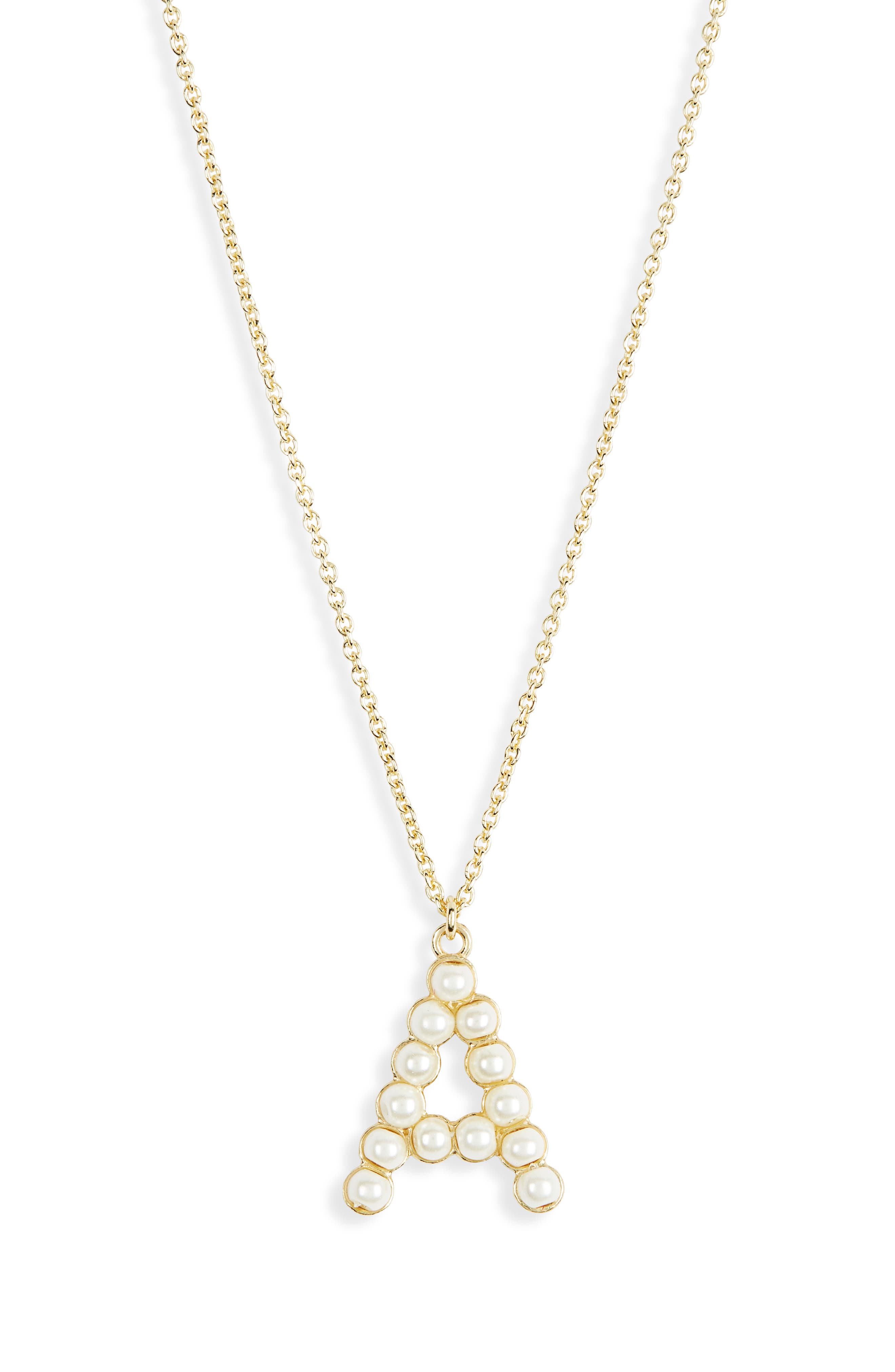 MESHMERISE Imitation Pearl Initial Pendant Necklace