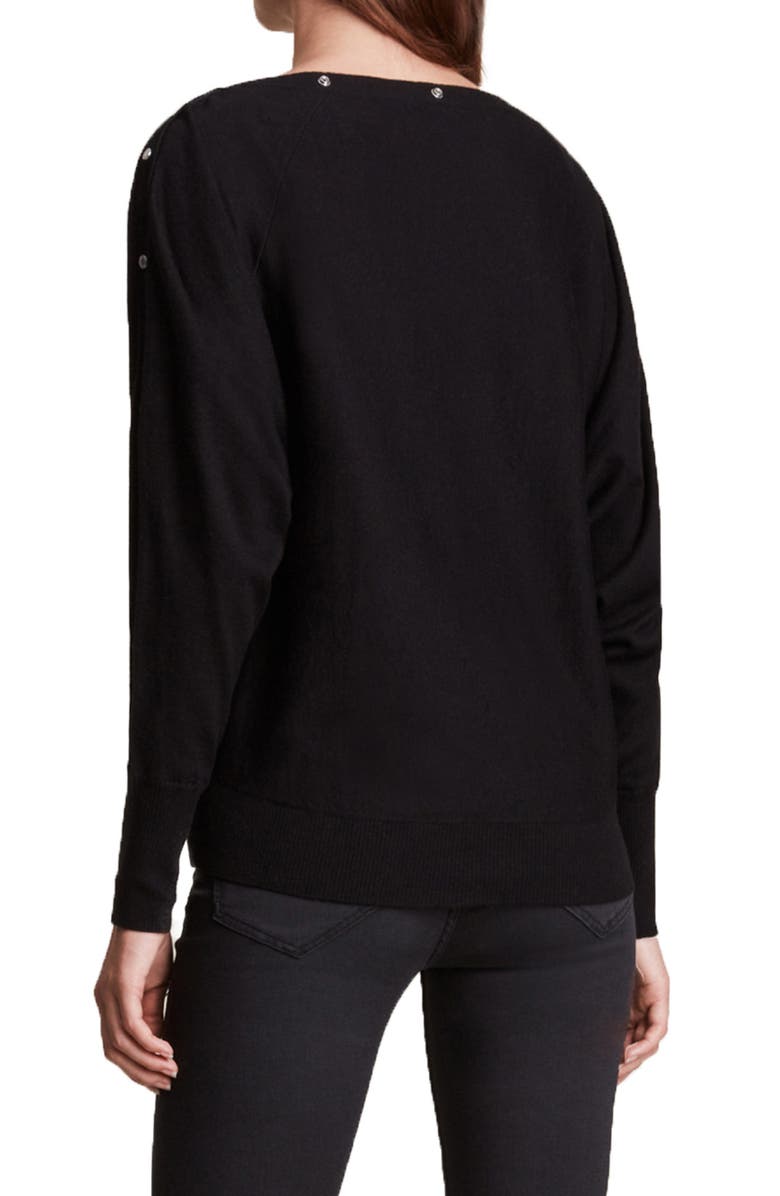 AllSaints Elle Snap Detail Sweater, Alternate, color, 