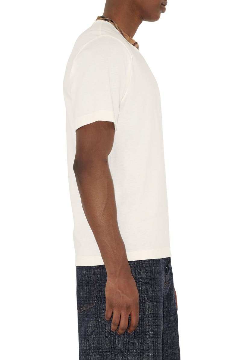 Burberry Check Trim T-Shirt, Alternate, color, Chalk