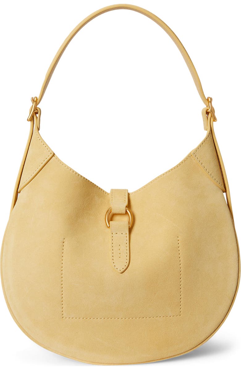 Polo Ralph Lauren Small Polo ID Suede Shoulder Bag, Alternate, color, Lemon Meringue