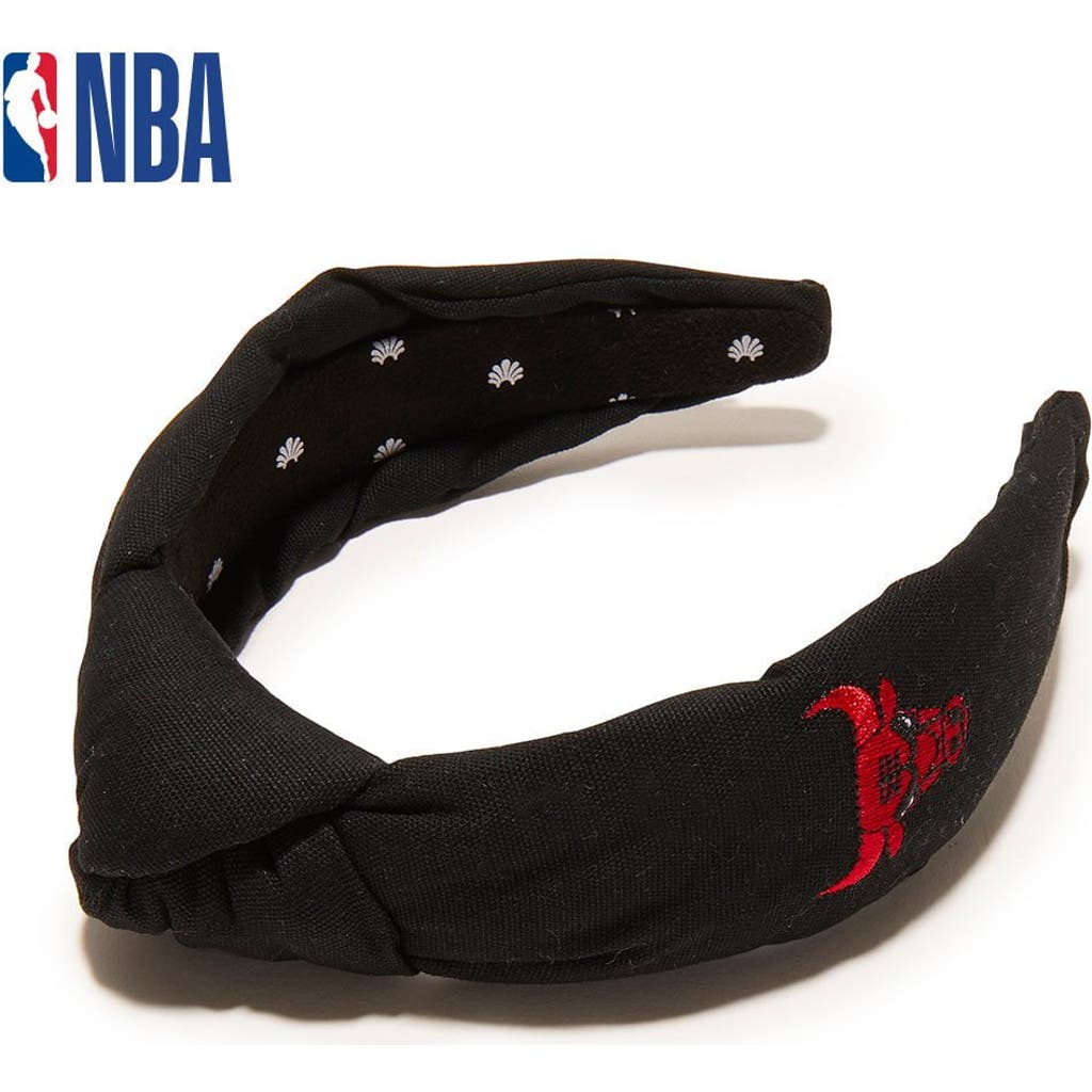 Lele Sadoughi Nba Chicago Bulls Embroidered Headband In Black
