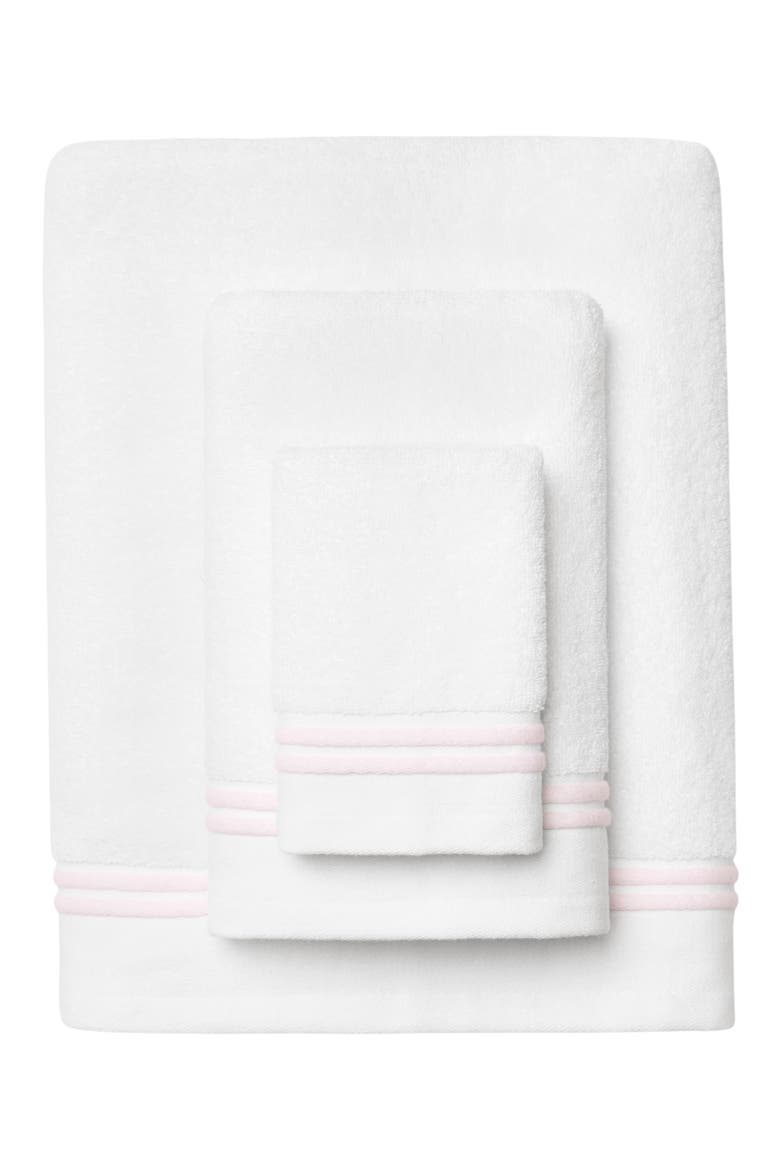 Aura Nuova Combed Cotton Bath Sheet, Alternate, color, WHITE/ PINK