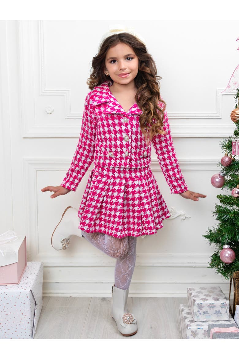 Cute Festive Jacket and Pleated Skirt Set, Alternate, color, Pink