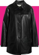 MAX STUDIO Oversize Croc-Embossed Faux Leather Jacket