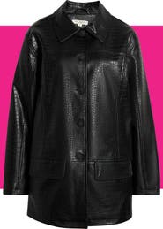 MAX STUDIO Oversize Croc-Embossed Faux Leather Jacket