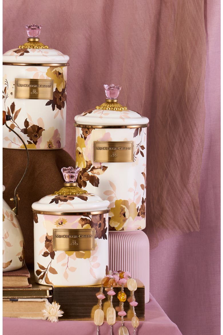 Wild Rose Large Enameled Steel Canister, Alternate, color, WHITE