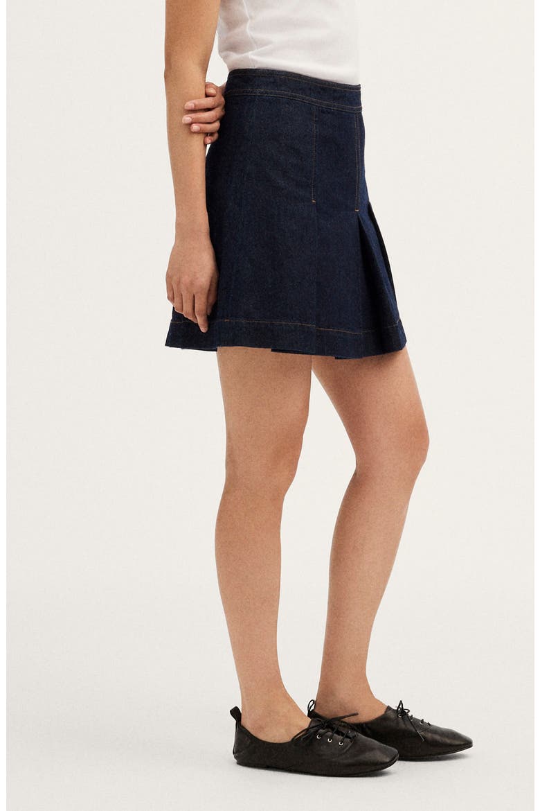 Denim Pleated Miniskirt, Alternate, color, RINSE WASH