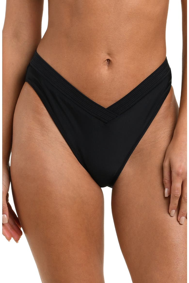 Ashleigh V-Cut High Leg Bikini Bottoms, Main, color, BLACK