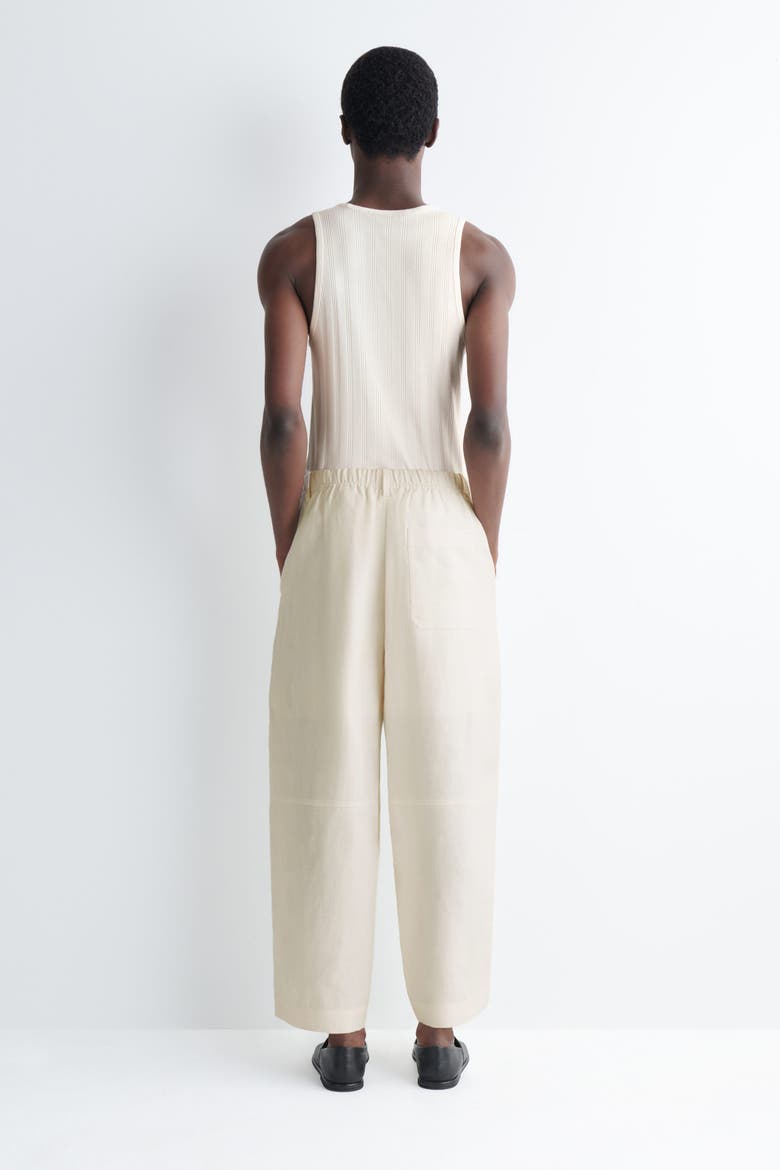 Linen Relaxed-fit Barrel-leg Pants, Alternate, color, OFF-WHITE