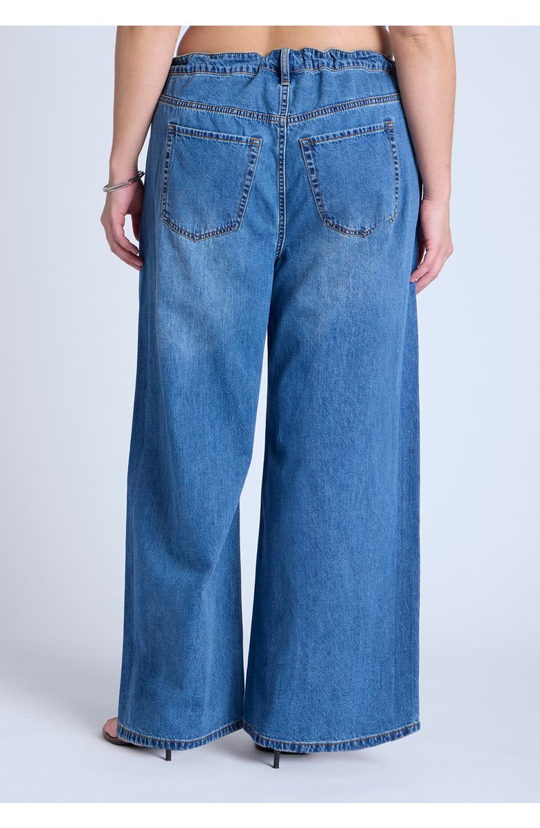 ELOQUII Drawstring Waist Lightweight Jean, Alternate, color, Medium Wash