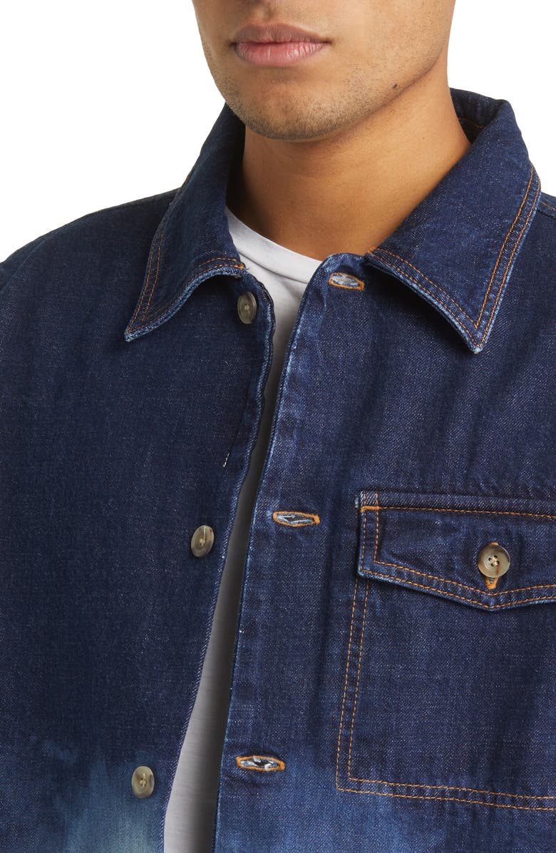 A.P.C. Veste Pierre Bleached Denim Button-Up Shirt, Alternate, color,