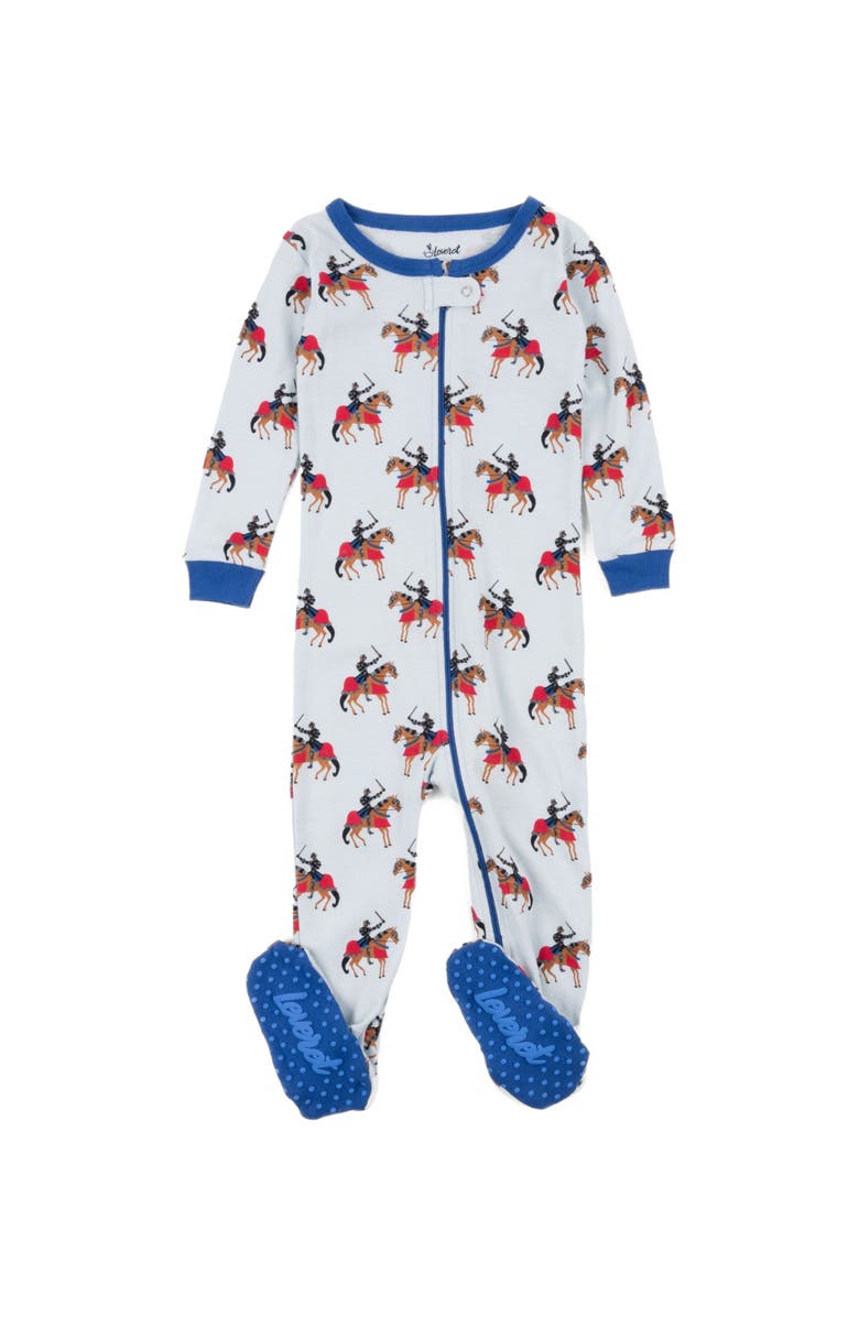 Leveret Footed Printed Cotton Pajamas, Animal, Holiday & Fun Prints, Main, color, Knights
