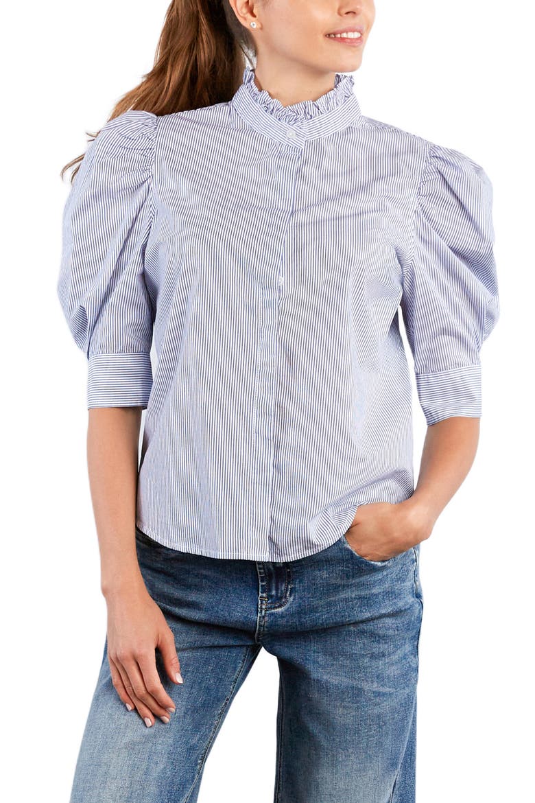 Super Puff Shirt, Alternate, color, SMOKE NAVY STRIPE