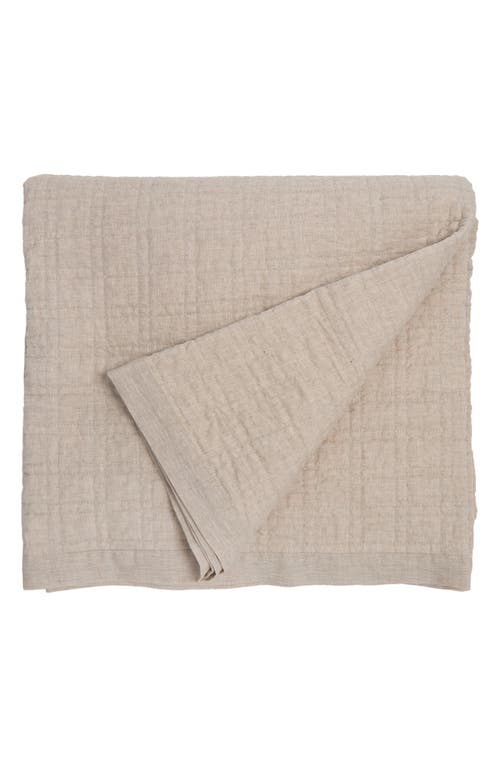 Pom Pom At Home Owen Quilted Linen Coverlet In Flax