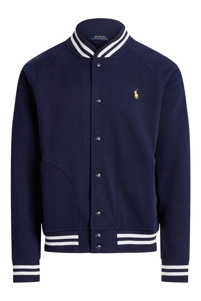 Classic Athletic Fleece Baseball Jacket, Alternate, color, CRUISE NAVY