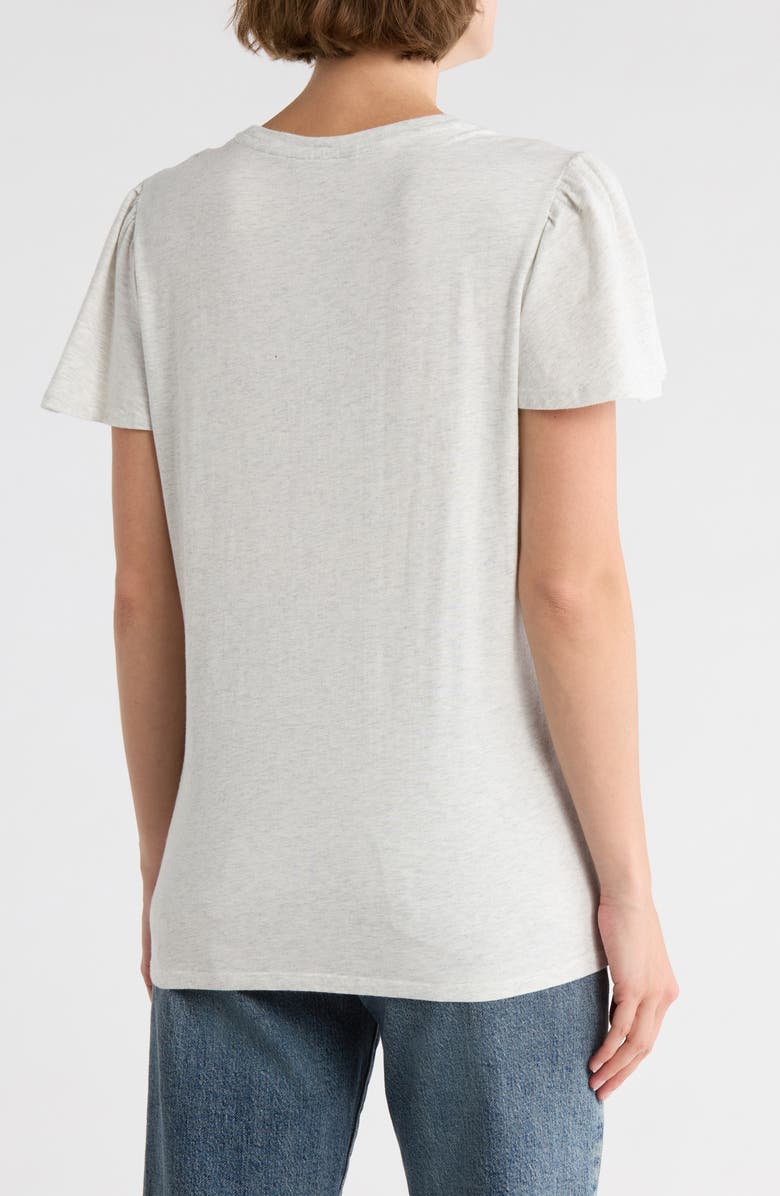 Driftwood Floral Embroidered Flutter Sleeve T-Shirt, Alternate, color, Heather Grey