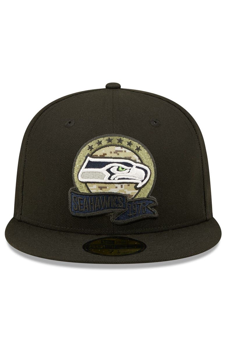 New Era Men's New Era Black Seattle Seahawks 2022 Salute To Service 59FIFTY Fitted Hat, Alternate, color, 