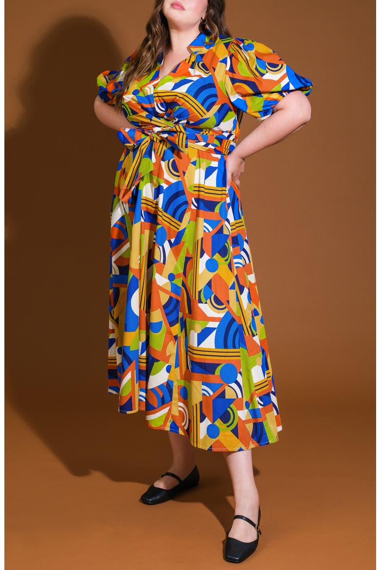 Printed Tie Waist Tiered Maxi Dress, Alternate, color, BLUE RUST