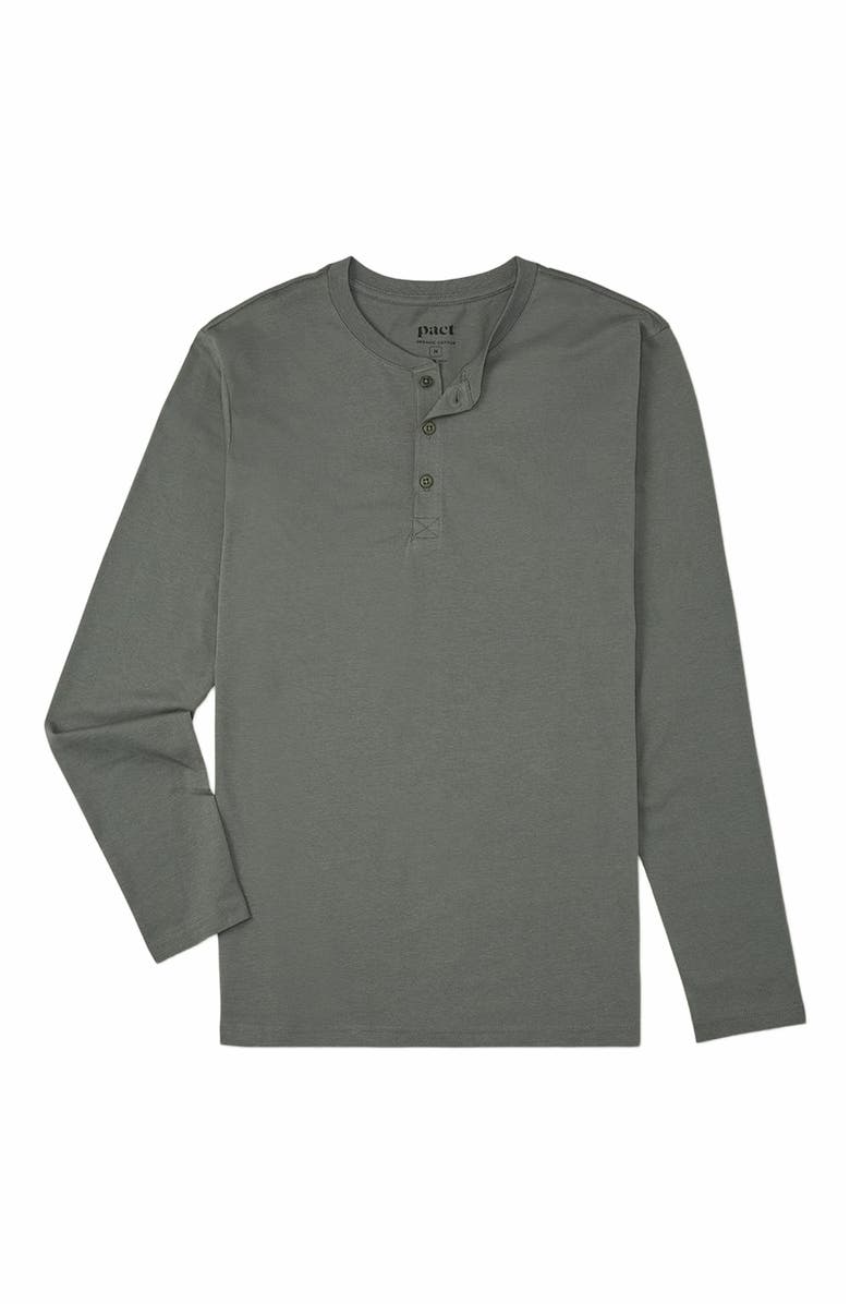 Pact Organic Cotton Softspun Long Sleeve Henley, Alternate, color, Castor Green