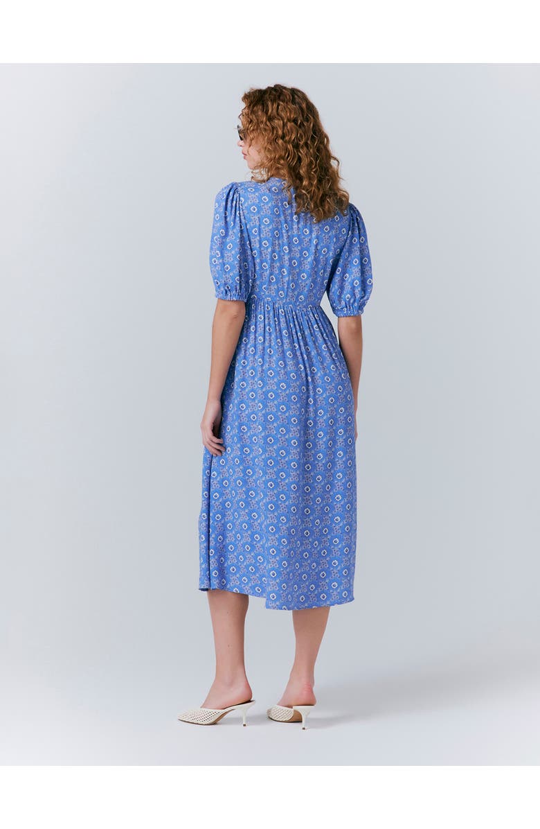 Ghost London Nellie Crepe Collared Midi Smock Dress, Alternate, color, Blue Rose Spot