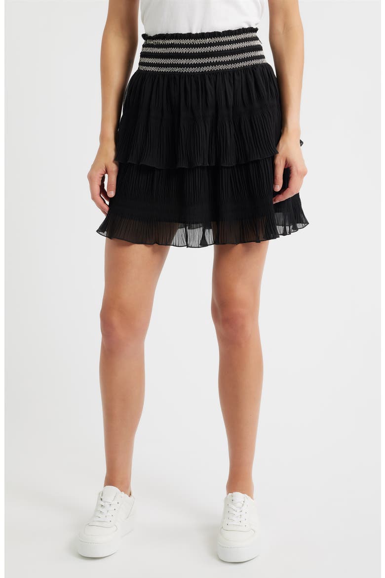 Vesia Plissé Pull-On Miniskirt, Main, color, BLK