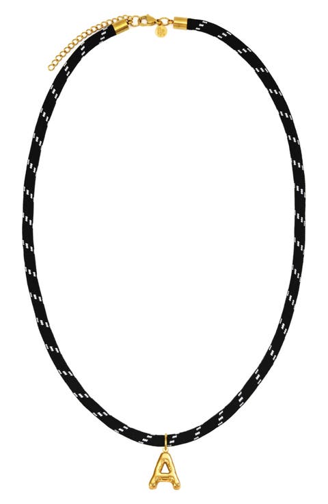Bubble Initial Pendant Cord Necklace