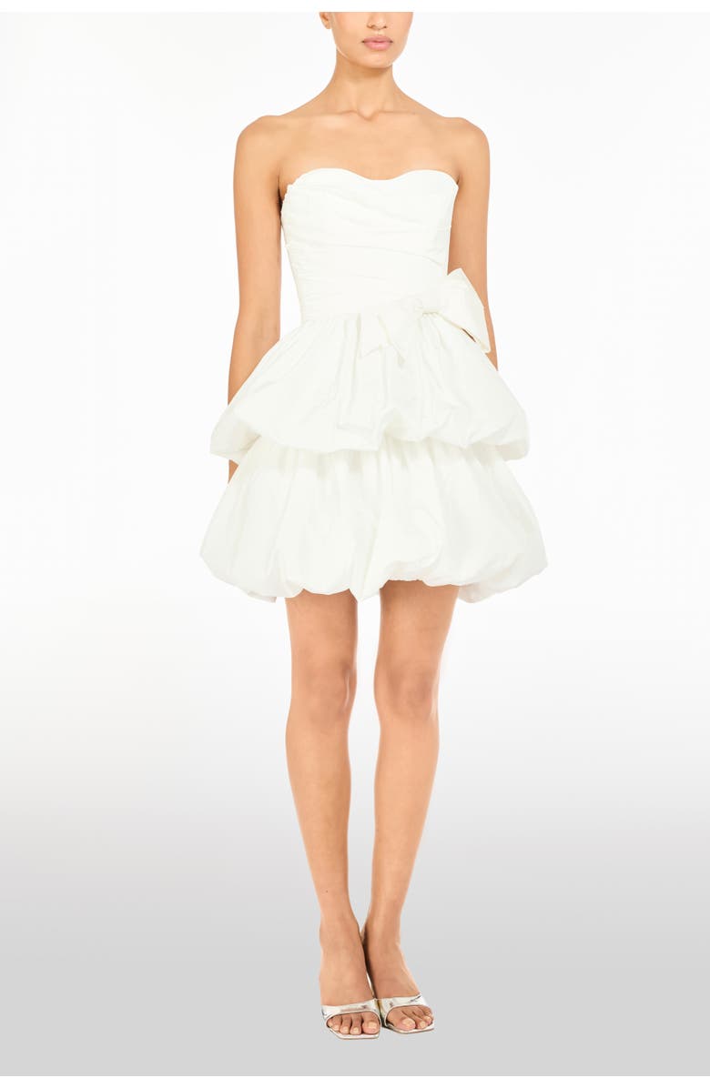 Jenny Packham Elaine Bow Tiered Mini Dress, Main, color, Ivory