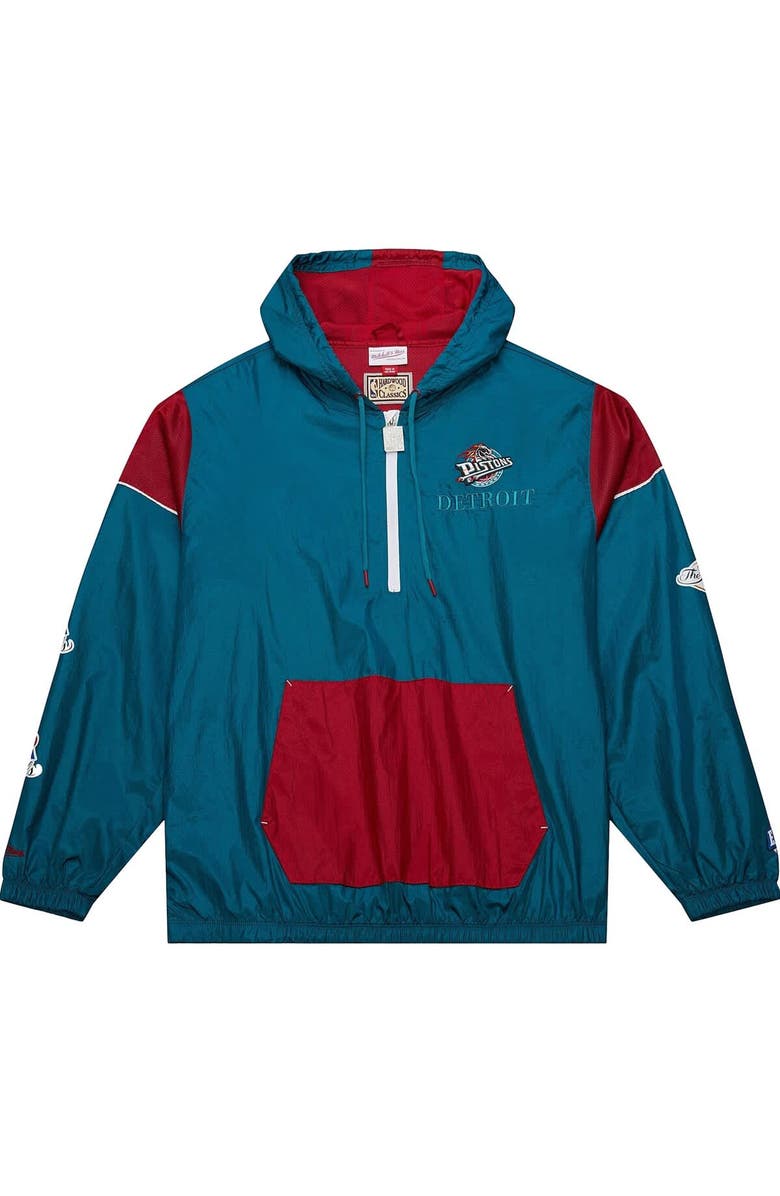 Mitchell & Ness Unisex Mitchell & Ness Teal Detroit Pistons Hardwood Classics Team OG 3.0 Anorak Half-Zip Windbreaker Jacket, Alternate, color,