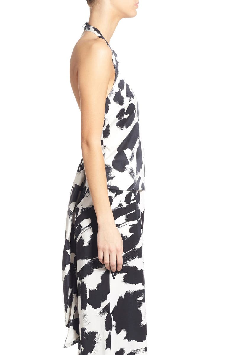 KENDALL + KYLIE Tie Back Silk Halter Top, Alternate, color, 