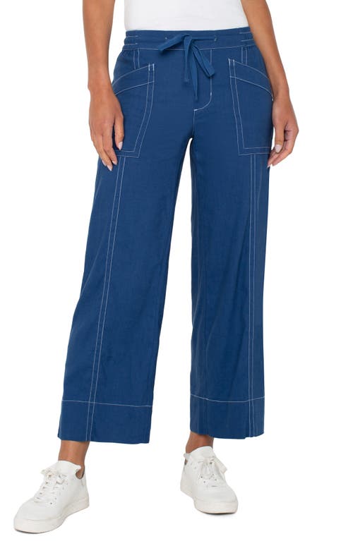 Liverpool Los Angeles Drawstring Wide Leg Pants In Goddess Blue