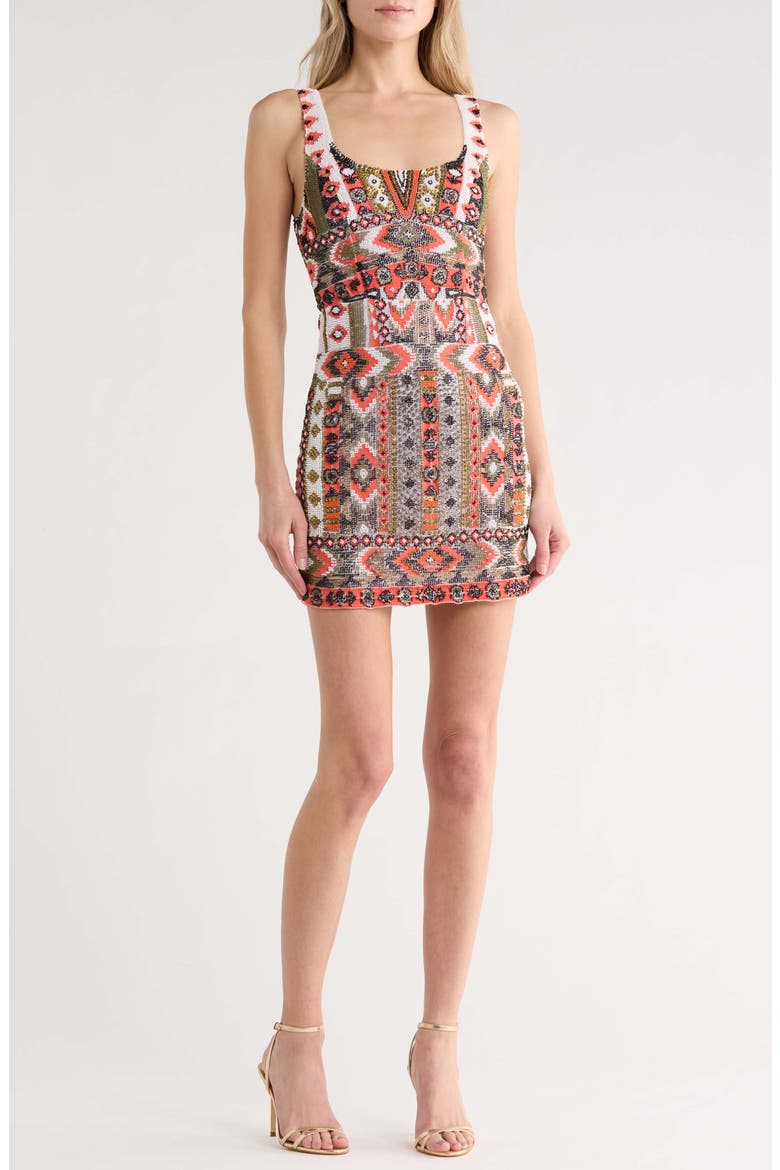 Inori Beaded Minidress, Main, color, CORAL MULTI