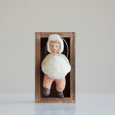 Paper Mache Vintage Boy Ornament