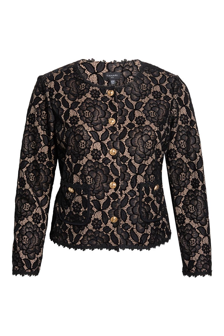 Bonded Lace Jacket, Alternate, color, BLACK NUDE